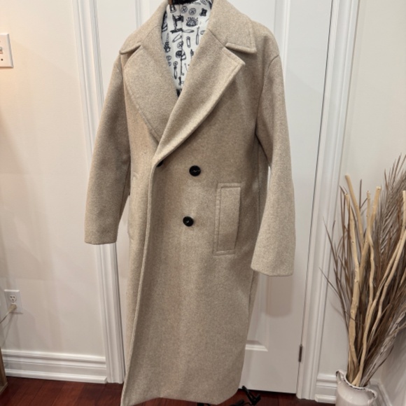 H&M Fall Double Breasted Full Length Coat in Beige - Picture 2 of 4